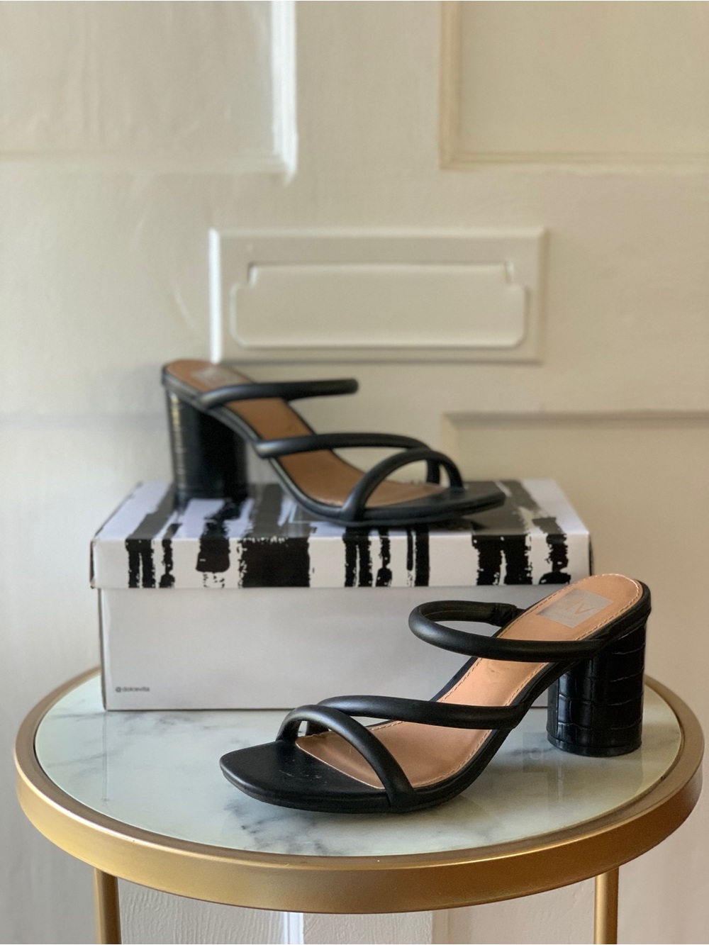 DV by Dolce Vita Black Strappy Block Heel Sandals
